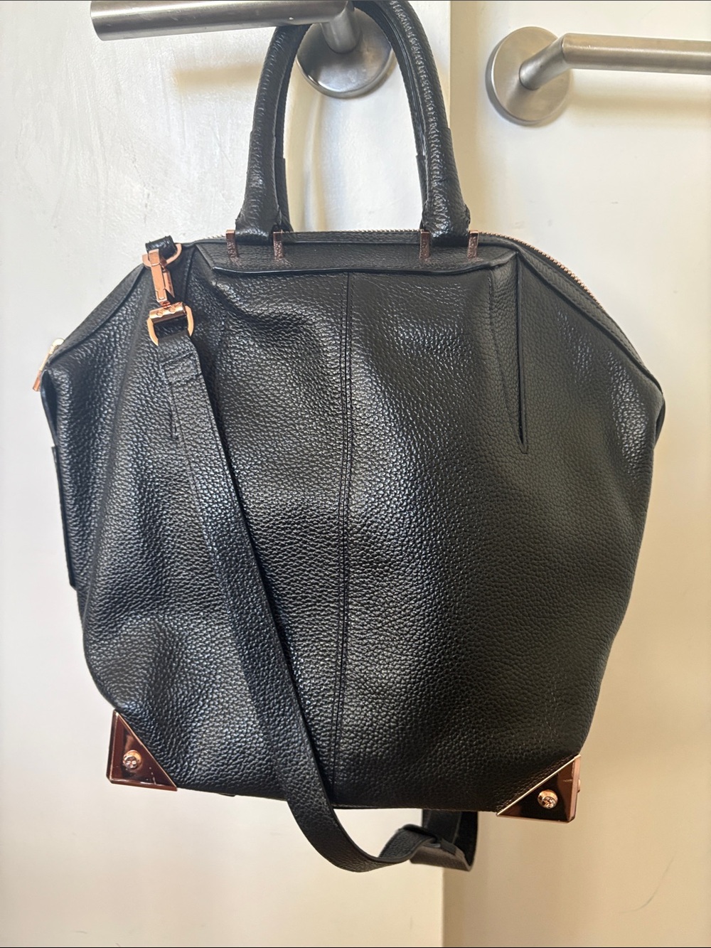 Alexander Wang Large Emile Tote - Black Pebbled Leather, Rose Gold Hardware